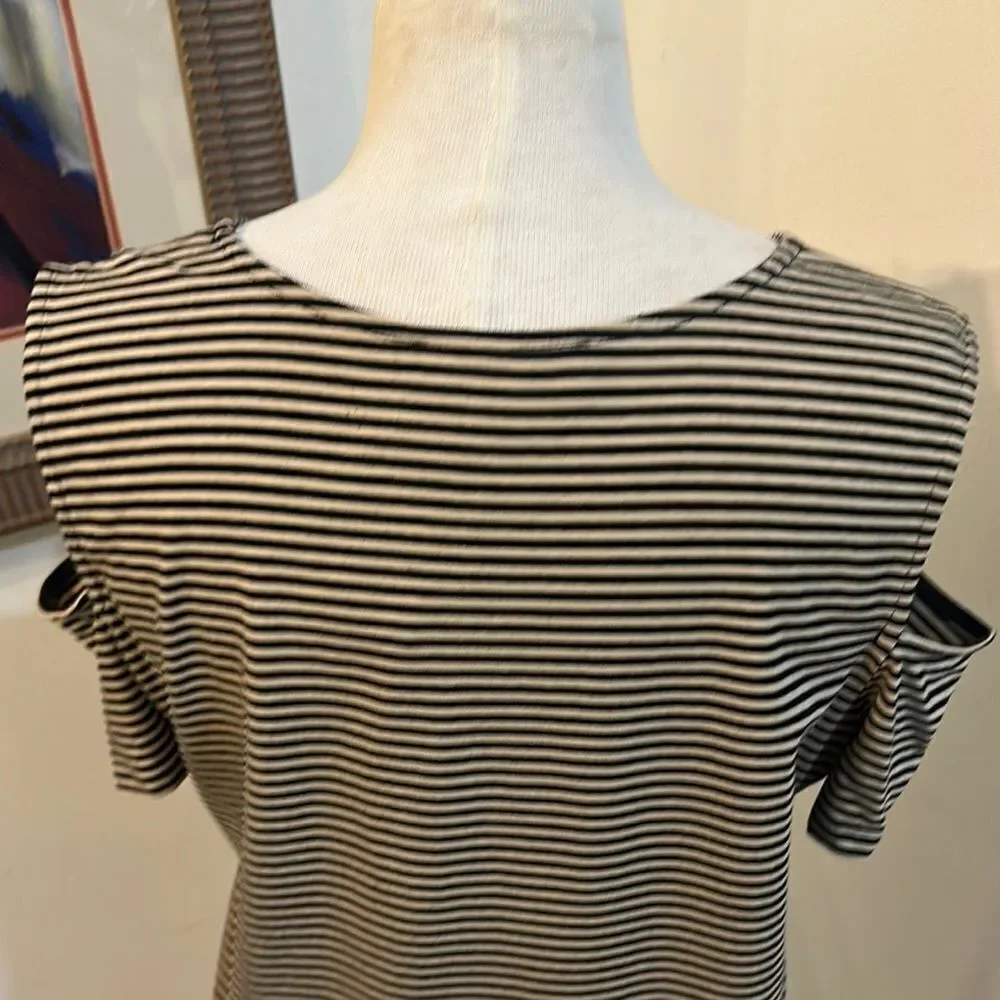 Michael Kors Striped Open Shoulder Women's Top Size XL